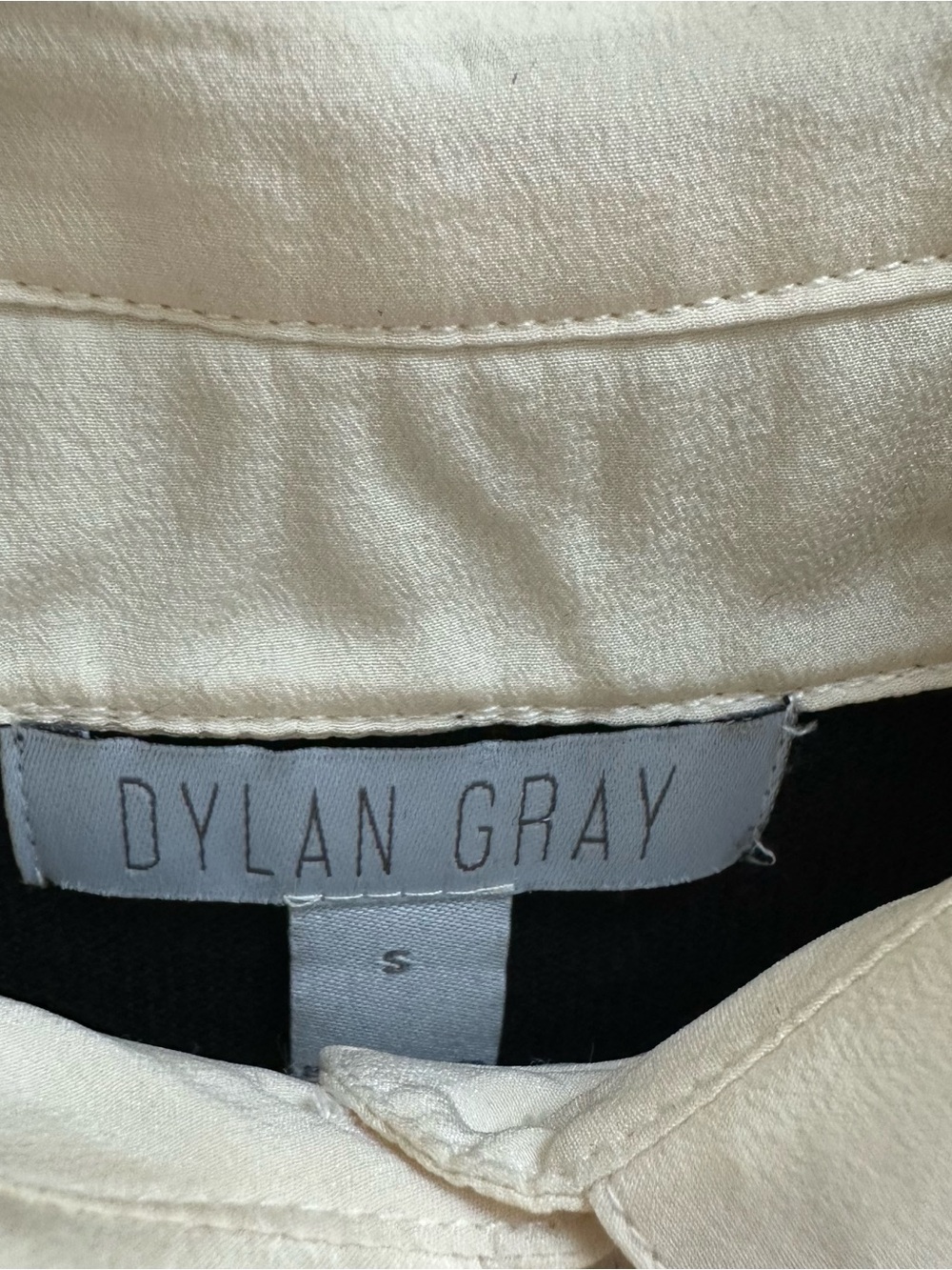 Layered Black Sweater with Cream Shirt Panel - SIZE SMALL - Picture 3 of 10